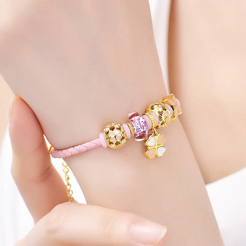 Creative Four Leaf Turf Rope Bracelet Women's Fashion