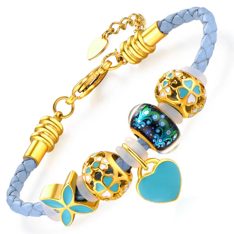 Creative Four Leaf Turf Rope Bracelet Women's Fashion