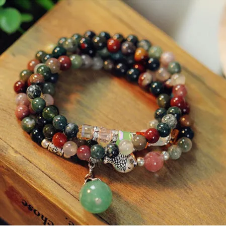 Crystal agate beaded bracelet