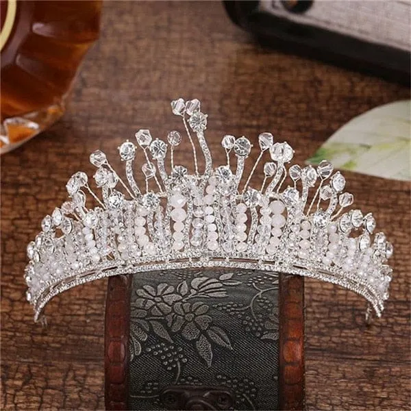 Crystal Crown Wedding Hair Accessories Round Elegant Queen Pageant Hair Jewelry