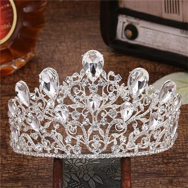 Crystal Crown Wedding Hair Accessories Round Elegant Queen Pageant Hair Jewelry