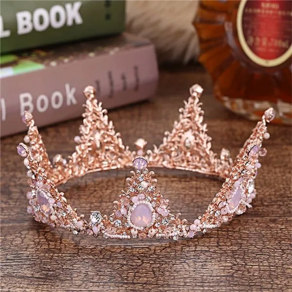 Crystal Crown Wedding Hair Accessories Round Elegant Queen Pageant Hair Jewelry