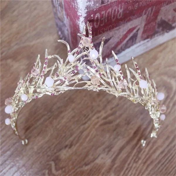 Crystal Crown Wedding Hair Accessories Round Elegant Queen Pageant Hair Jewelry