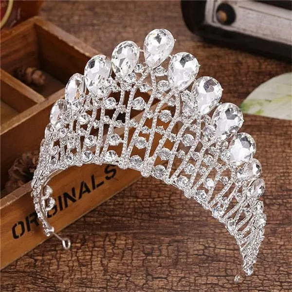 Crystal Crown Wedding Hair Accessories Round Elegant Queen Pageant Hair Jewelry