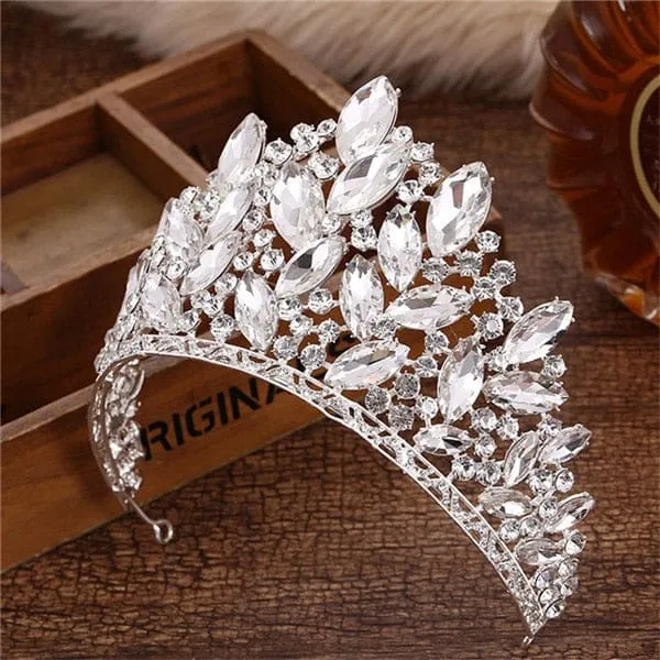 Crystal Crown Wedding Hair Accessories Round Elegant Queen Pageant Hair Jewelry