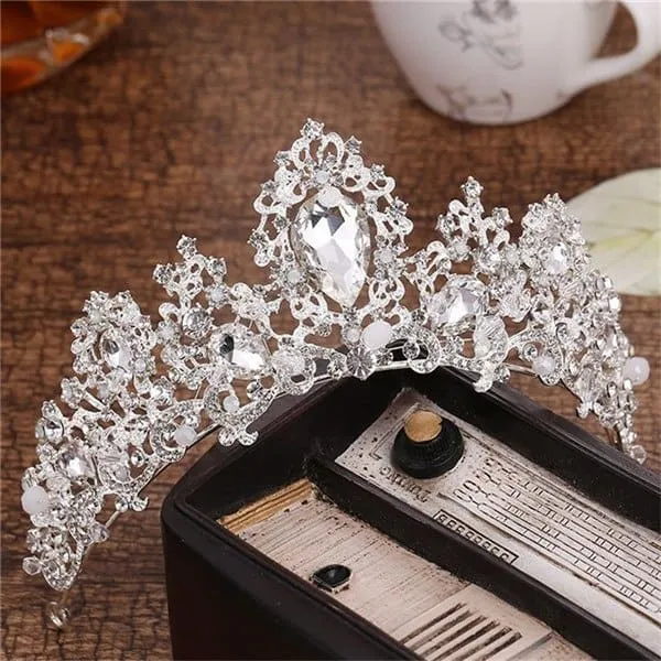 Crystal Crown Wedding Hair Accessories Round Elegant Queen Pageant Hair Jewelry