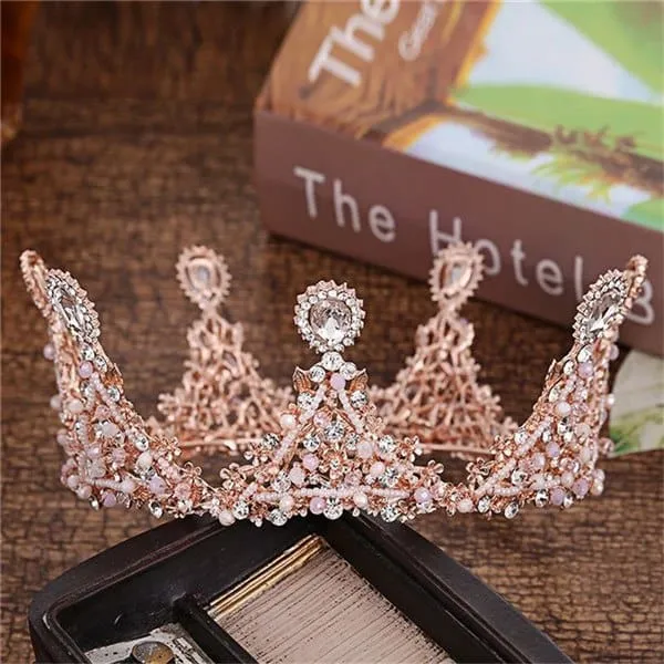 Crystal Crown Wedding Hair Accessories Round Elegant Queen Pageant Hair Jewelry