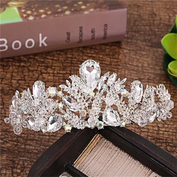 Crystal Crown Wedding Hair Accessories Round Elegant Queen Pageant Hair Jewelry