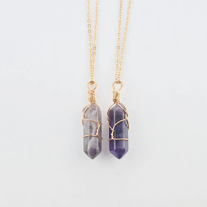 Crystal Prism Elegance Necklace - Geometric Hexagonal Quartz