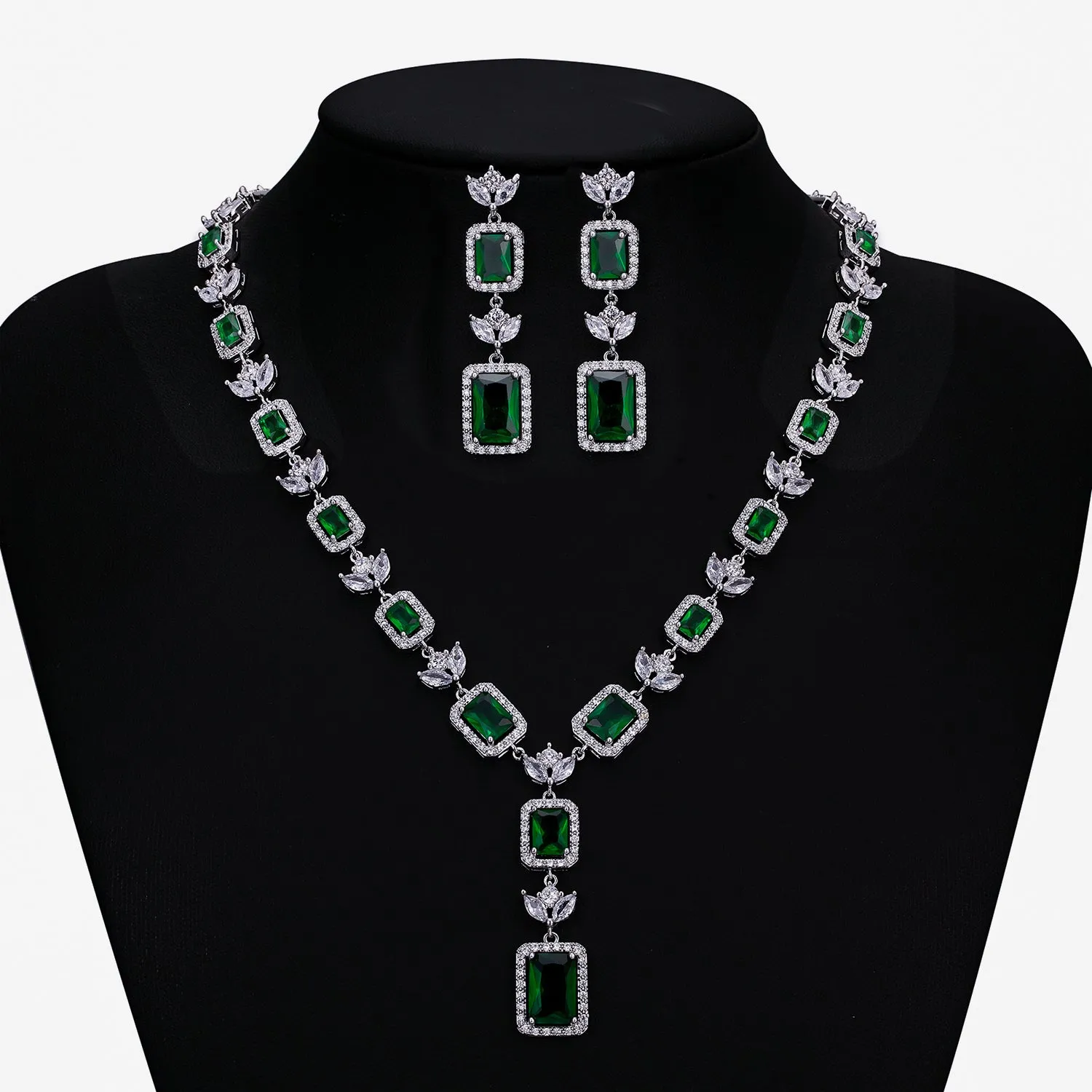 Cubic zirconia bride wedding necklace earring set CN10230