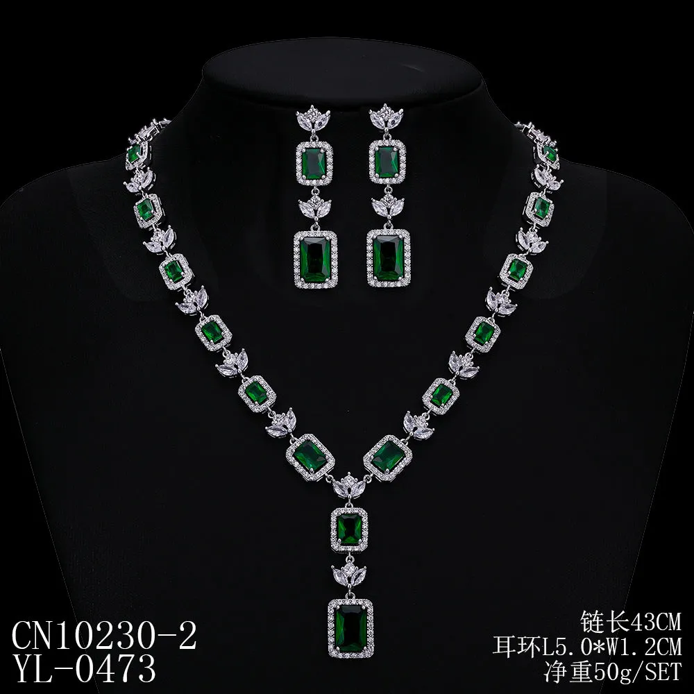 Cubic zirconia bride wedding necklace earring set CN10230