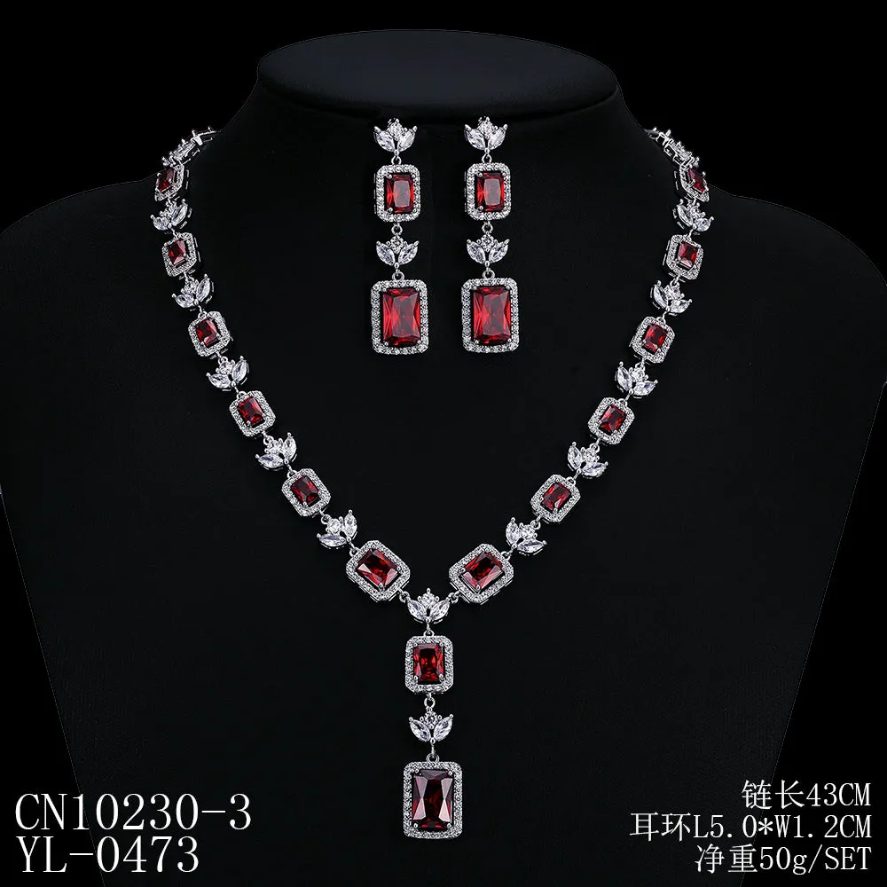 Cubic zirconia bride wedding necklace earring set CN10230