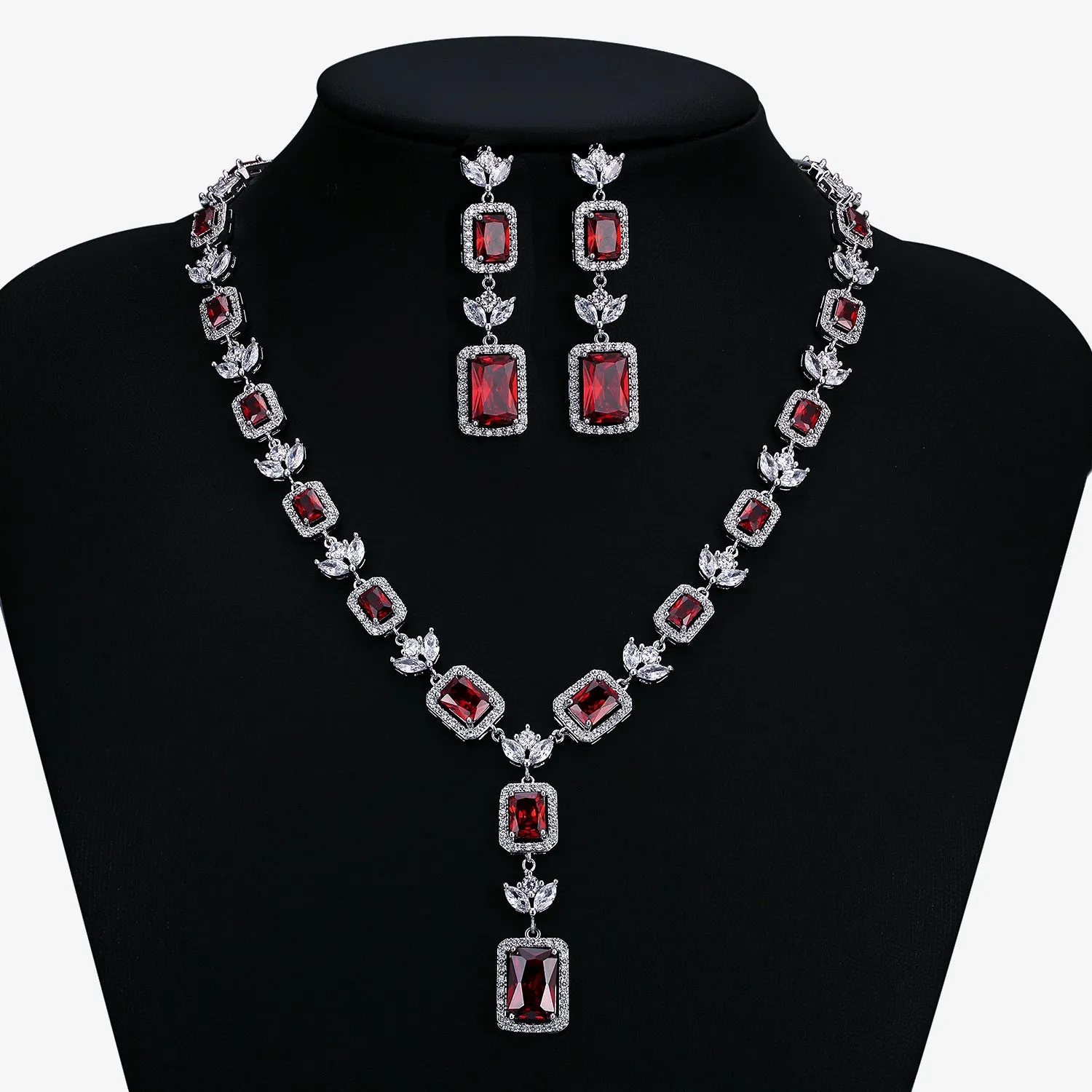 Cubic zirconia bride wedding necklace earring set CN10230