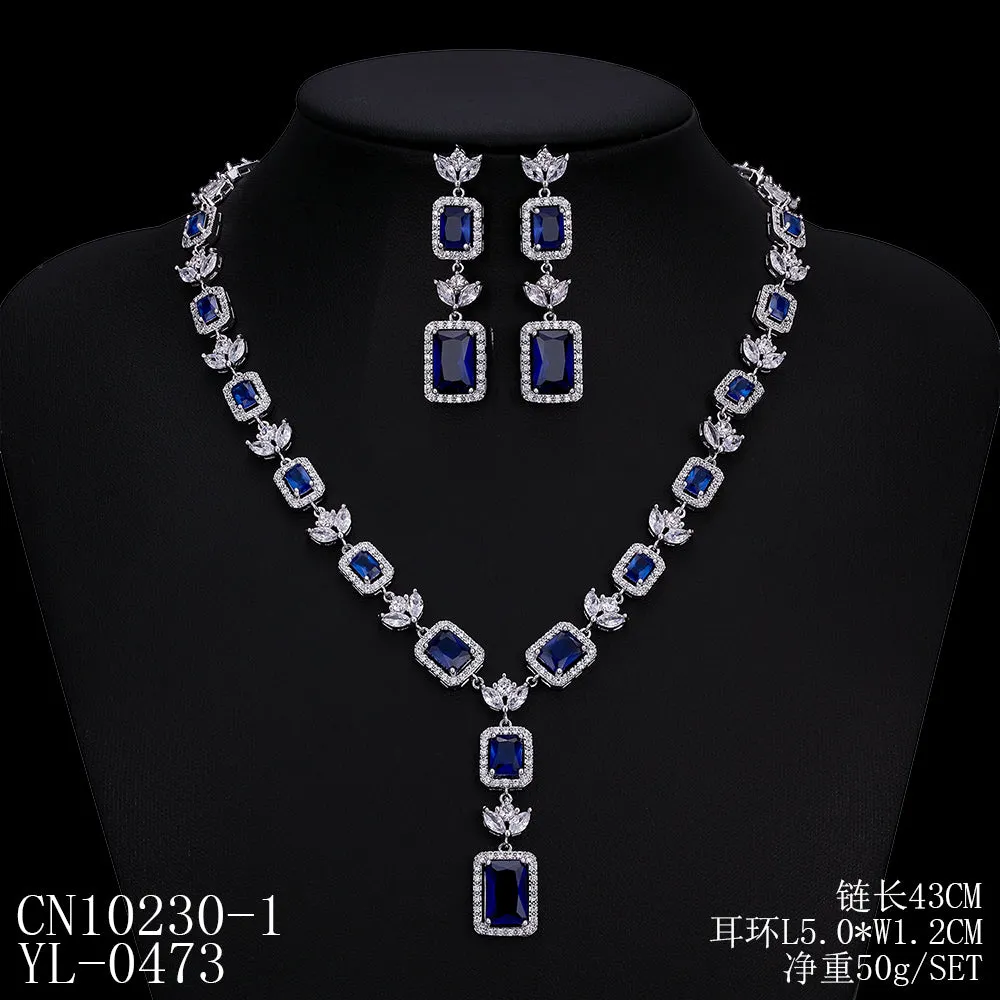 Cubic zirconia bride wedding necklace earring set CN10230