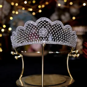 Cubic Zirconia Silver Princess Bridal Wedding Tiara Crown