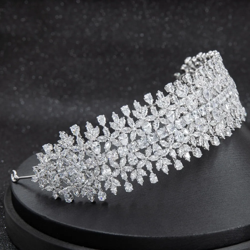 Cubic zirconia wedding soft headband,Crystals bridal hairband tiara CHA10018