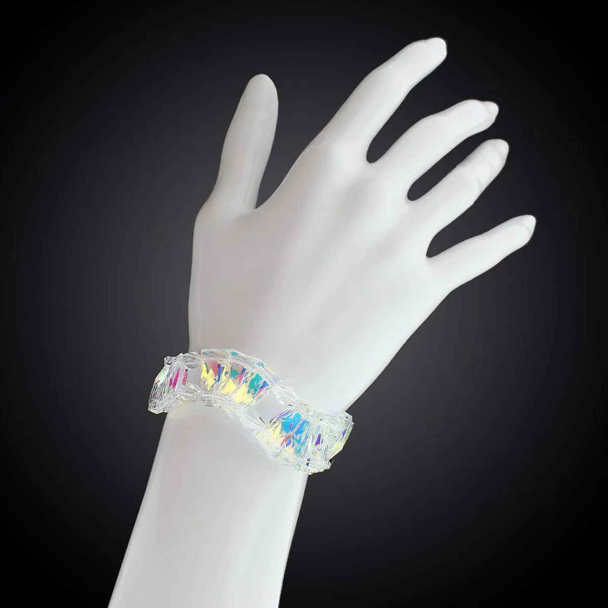 Curved Iridescent Crystal Bracelet