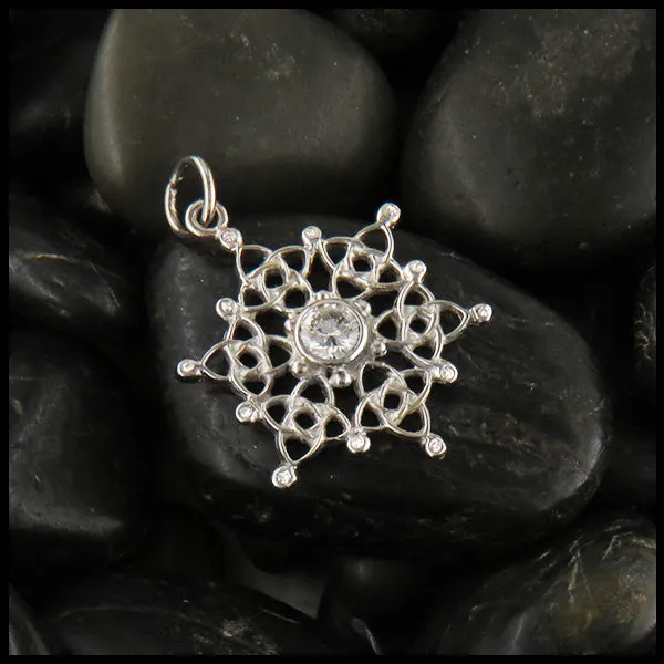 Custom White Gold Celtic Starlight Snowflake with Diamond or Opal