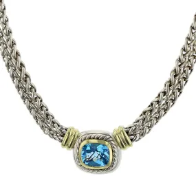 David Yurman Albion Blue Topaz Double Wheat Chain Necklace