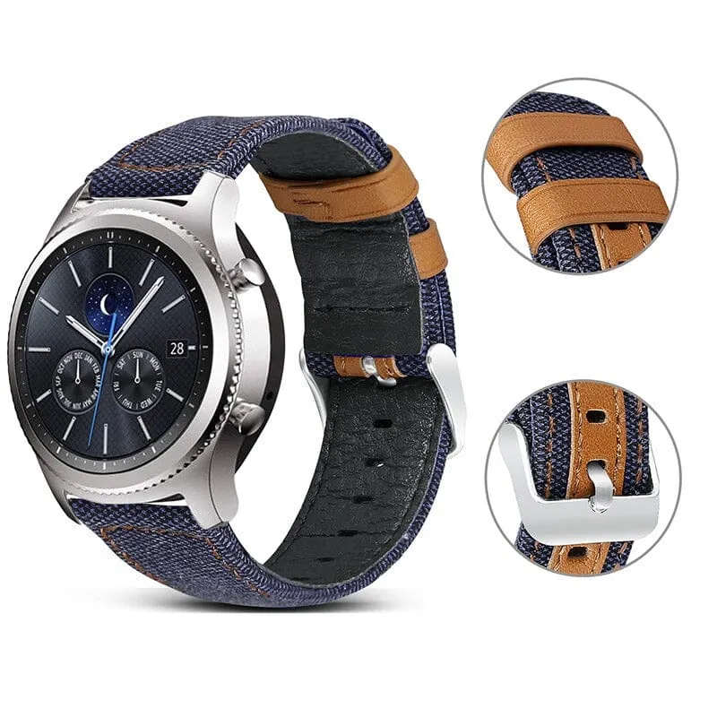 Denim & Leather Watch Straps Compatible with the Ryze Evo Smart Watch