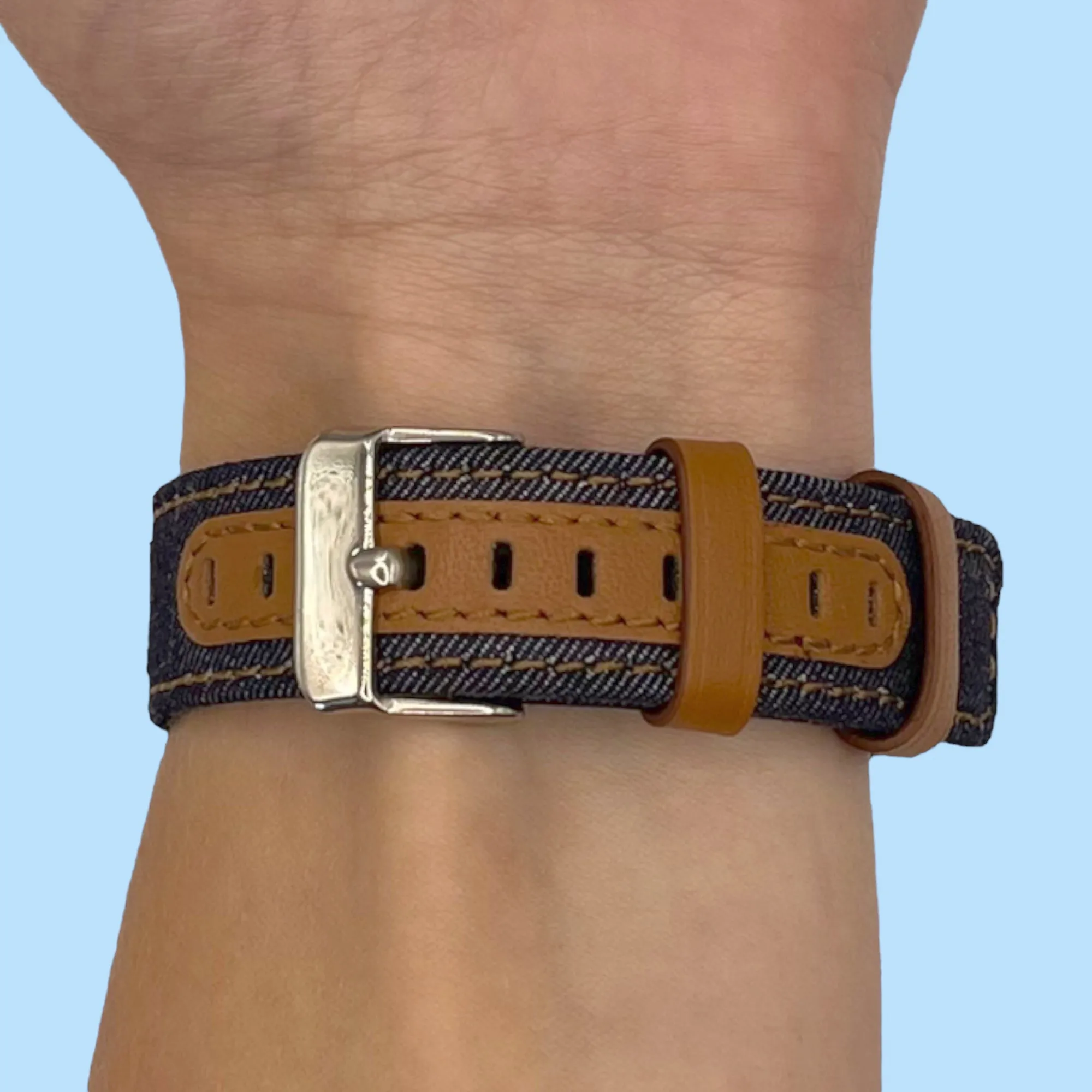 Denim & Leather Watch Straps Compatible with the Ryze Evo Smart Watch