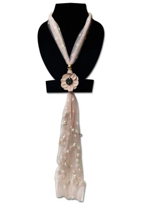 Designer Mart Net Pink Scarf Necklace Jewelry