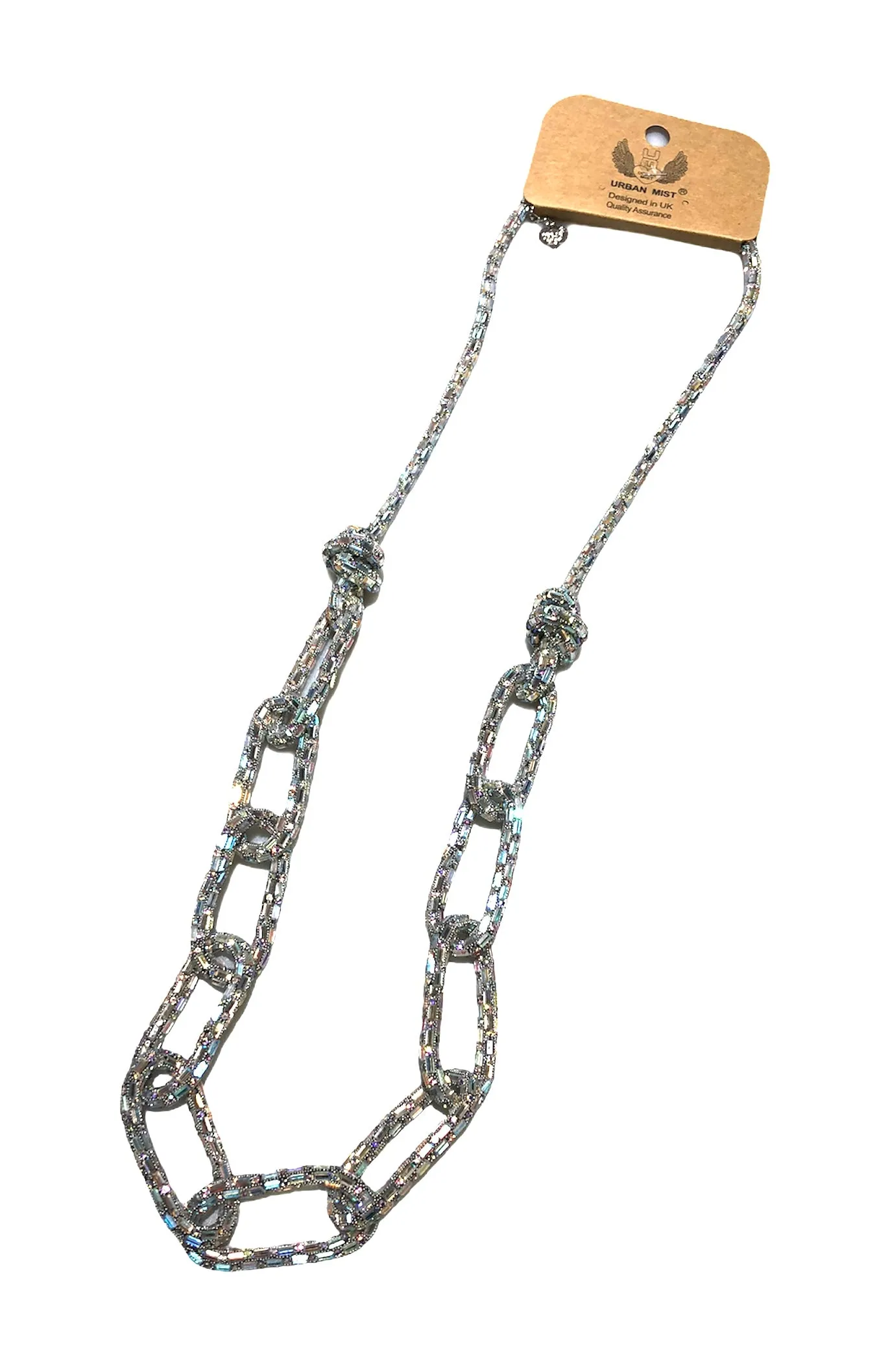 Diamante and Baguette Gem Chain Necklace