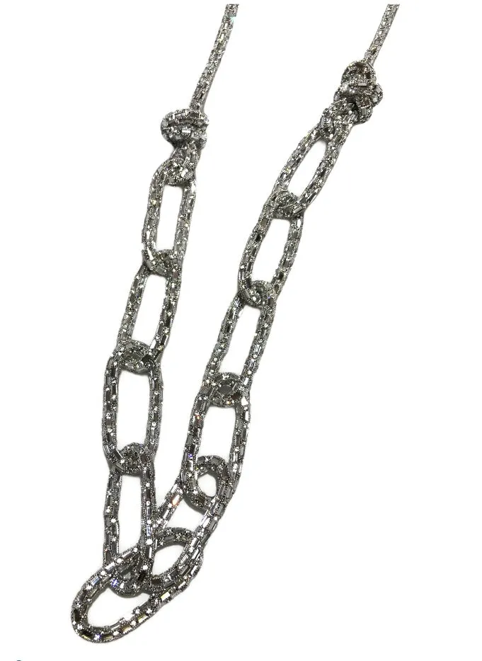 Diamante and Baguette Gem Chain Necklace