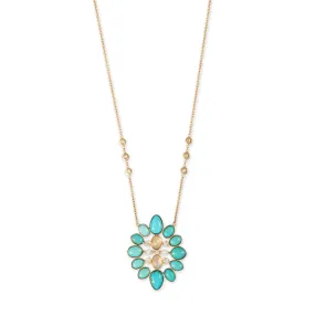 DIAMOND   TURQUOISE OPAL BLOSSOM NECKLACE