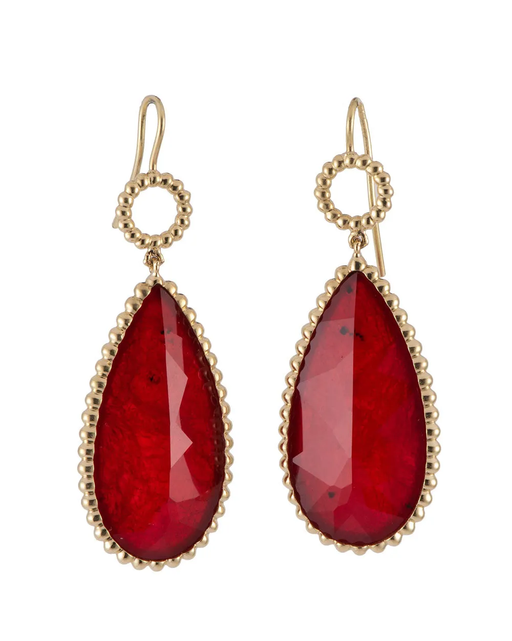 Double Ruby Teardrop Earrings