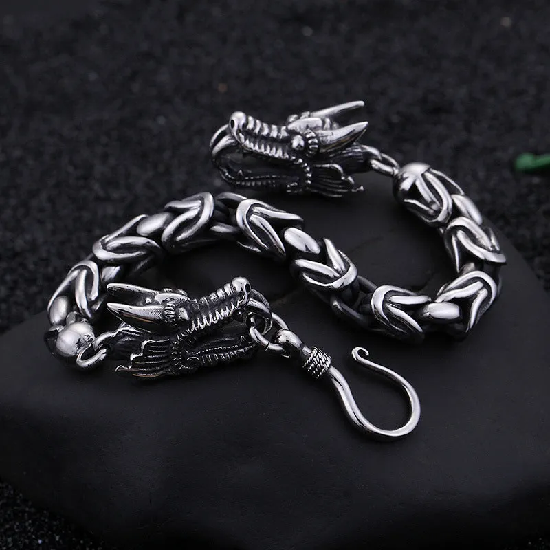 Dragon Hook Titanium Steel Men's Punk Bracelet by Planderful Collection - Stylish Retro European and American Jewelry