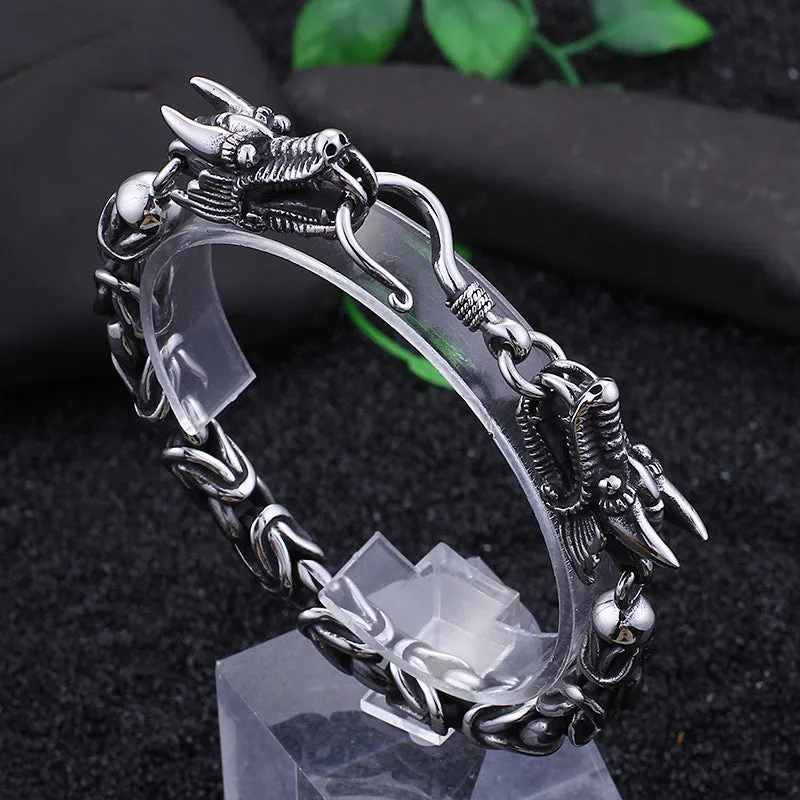 Dragon Hook Titanium Steel Men's Punk Bracelet by Planderful Collection - Stylish Retro European and American Jewelry