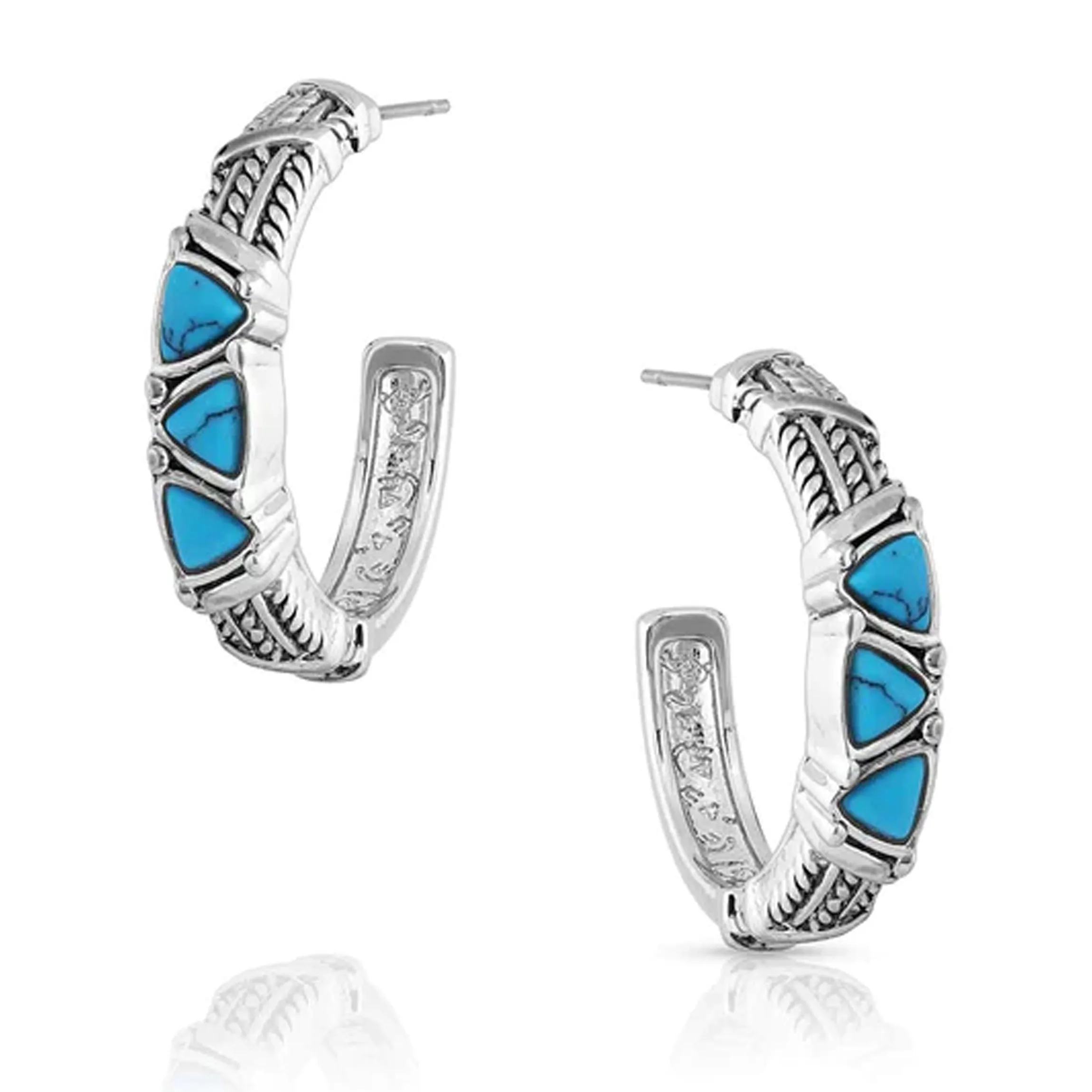 Earrings | Trilogy Trillion Turquoise Hoop