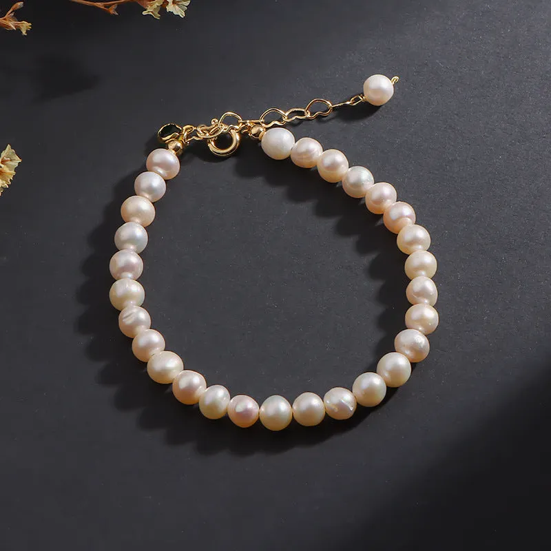 Elegant French Design Freshwater Pearl Bracelet for Women