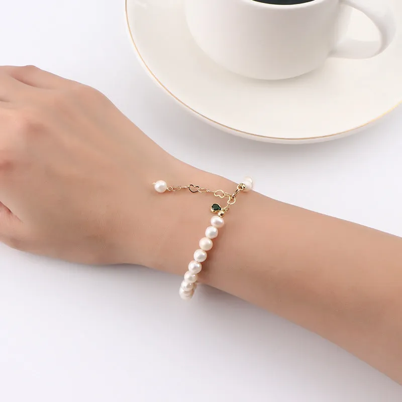 Elegant French Design Freshwater Pearl Bracelet for Women