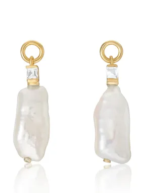 Emily baroque pearl drop earrings with white topaz