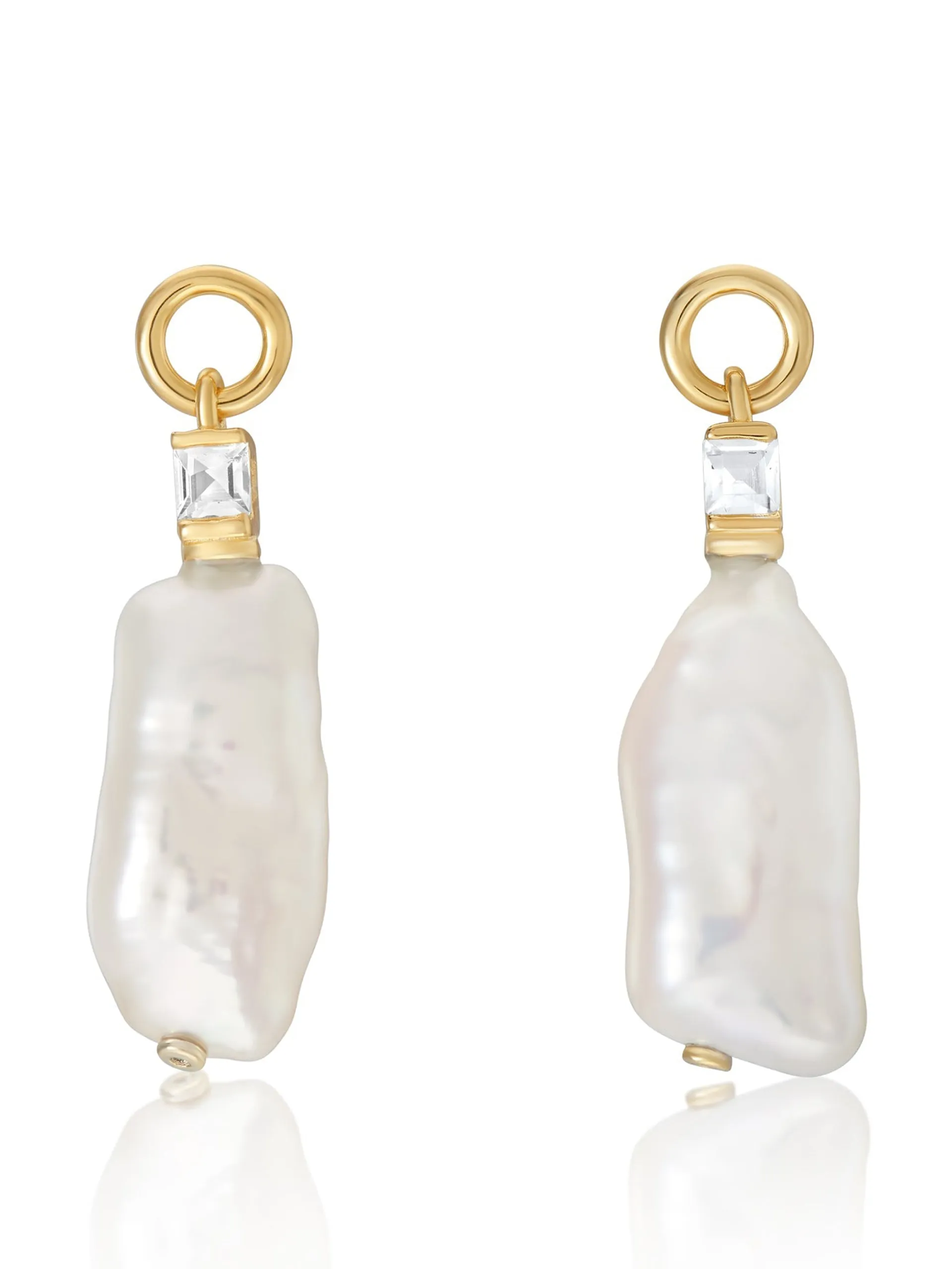 Emily baroque pearl drop earrings with white topaz