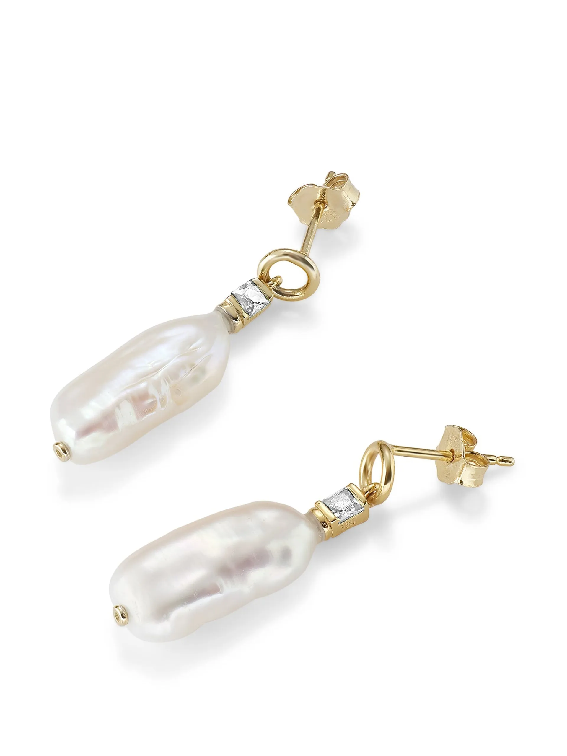 Emily baroque pearl drop earrings with white topaz