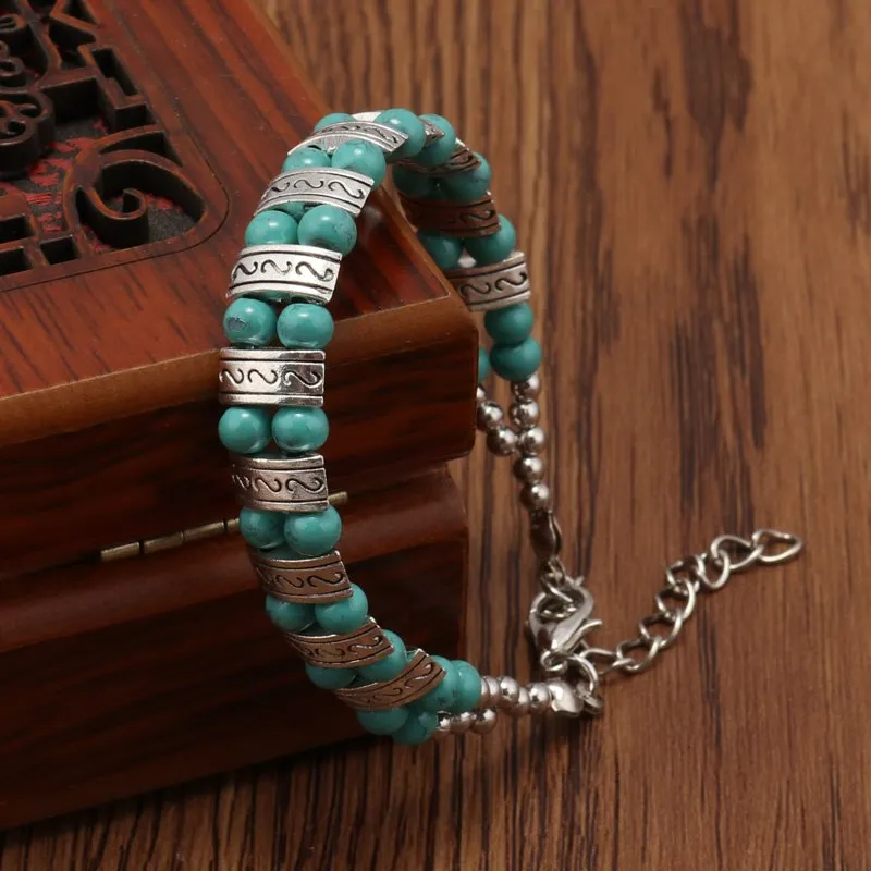 Ethnic necklace turquoise bracelet