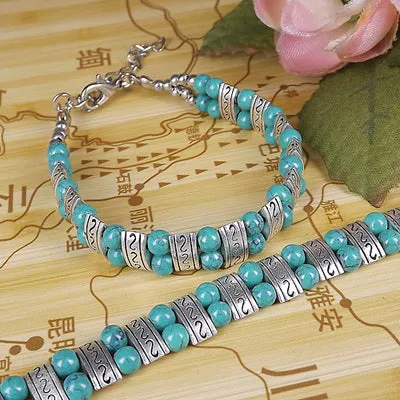 Ethnic necklace turquoise bracelet