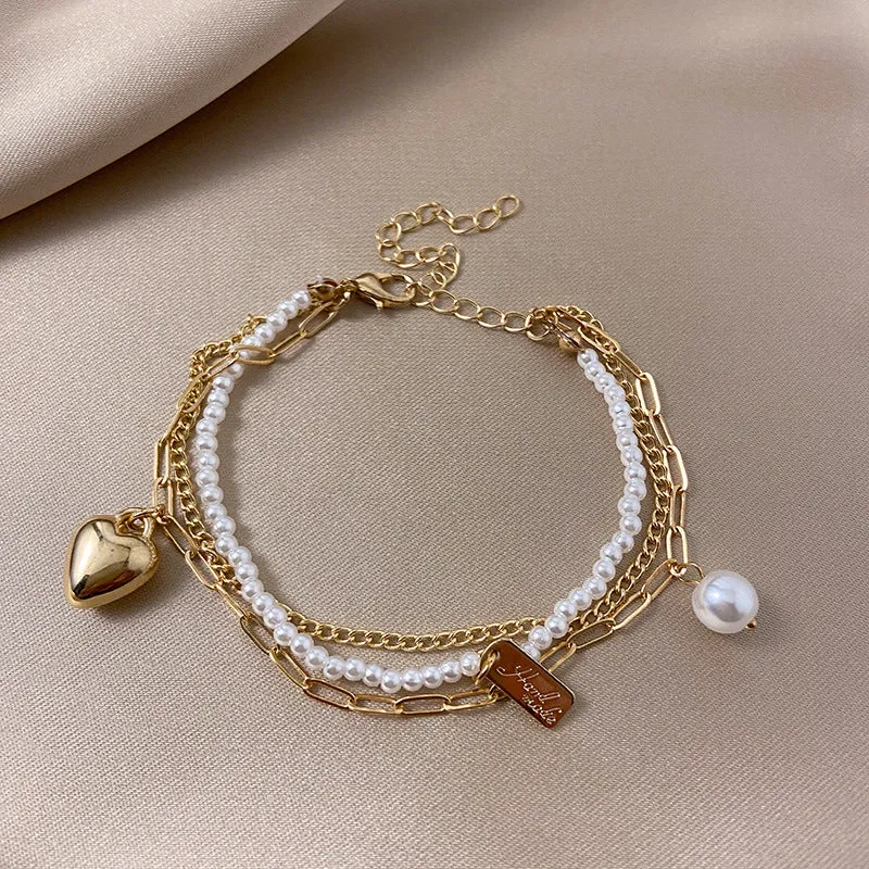 European And American Cross-border Ins Wind Alloy Beaded Bracelet