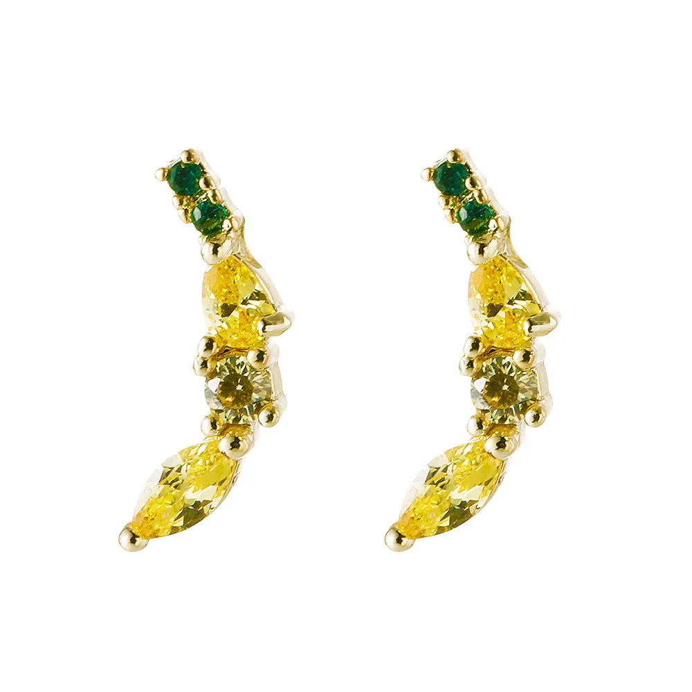 European And American Cute Tropical Fruit Sea Animal Zircon Earrings