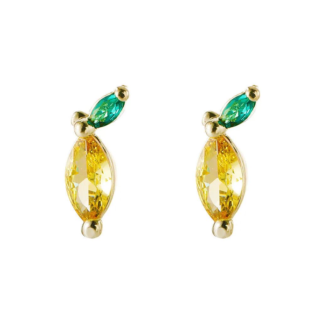 European And American Cute Tropical Fruit Sea Animal Zircon Earrings