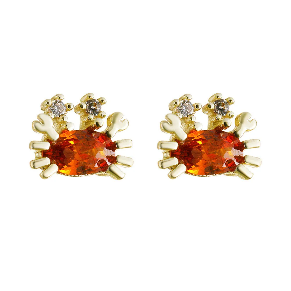 European And American Cute Tropical Fruit Sea Animal Zircon Earrings