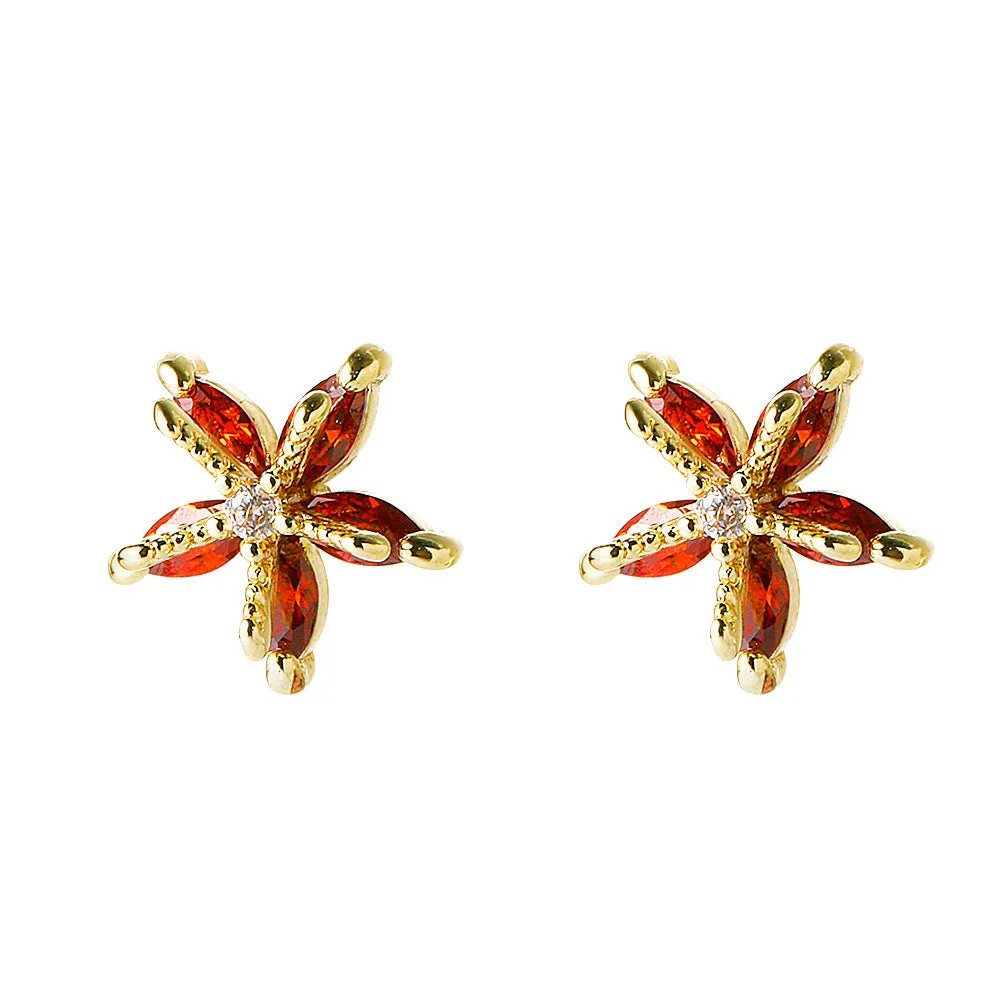 European And American Cute Tropical Fruit Sea Animal Zircon Earrings