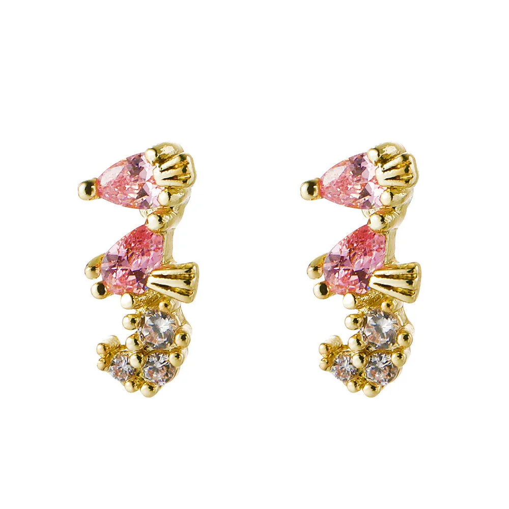 European And American Cute Tropical Fruit Sea Animal Zircon Earrings