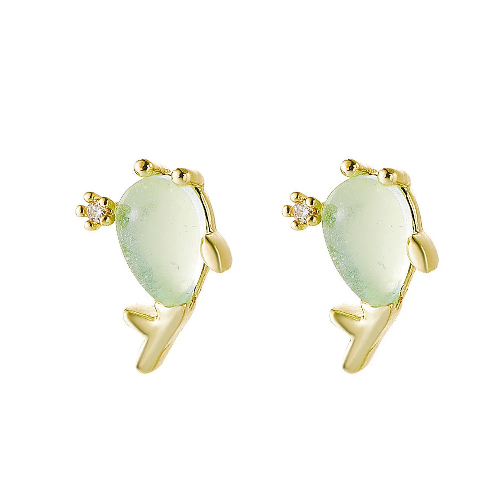 European And American Cute Tropical Fruit Sea Animal Zircon Earrings