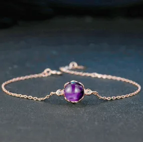 European And American Retro Light Luxury Temperament Color Treasure Plated 18K Rose Gold Bracelet Female Imitation Natural Amethyst Streamer Hand Jewelry