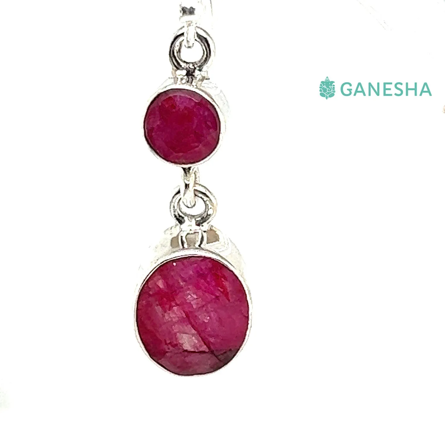 Faceted Ruby Double-Drop Earrings (925) Sterling Silver