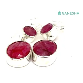 Faceted Ruby Double-Drop Earrings (925) Sterling Silver